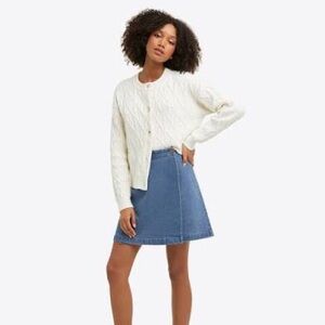 Draper James Denim Wrap Skirt Stretch Medium Wash Denim Mini Women’s Size 34